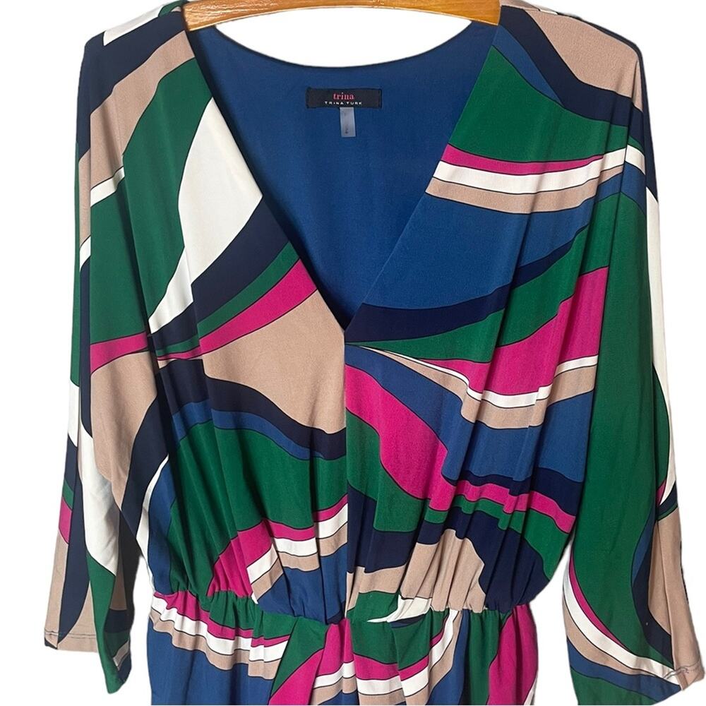 Trina Turk Women’s Birch Dress Size Medium Colorful Geometric Jersey - Picture 3 of 8